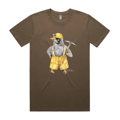 Mike The Noisy Miner Tee by Lonely Kids Club. All clothing from our T-shirts to our shorts and hoodies are ethically made, and printed packed and shipped from Sydney.