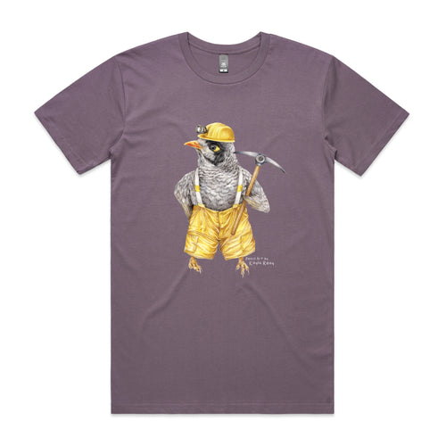 Mike The Noisy Miner Tee by Lonely Kids Club. All clothing from our T-shirts to our shorts and hoodies are ethically made, and printed packed and shipped from Sydney.