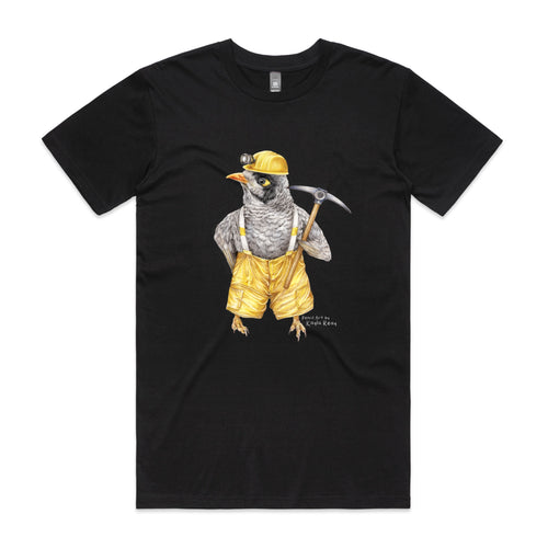 Mike The Noisy Miner Tee by Lonely Kids Club. All clothing from our T-shirts to our shorts and hoodies are ethically made, and printed packed and shipped from Sydney.