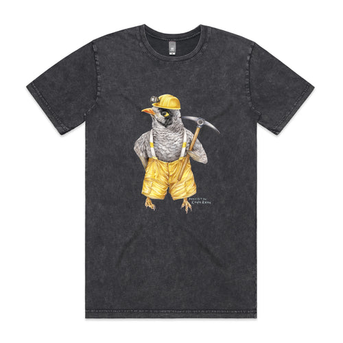Mike The Noisy Miner Tee by Lonely Kids Club. All clothing from our T-shirts to our shorts and hoodies are ethically made, and printed packed and shipped from Sydney.