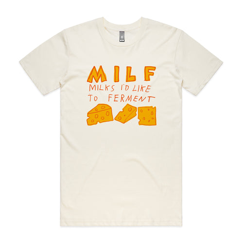 Milks I'd Like To Ferment Tee by Lonely Kids Club. All clothing from our T-shirts to our shorts and hoodies are ethically made, and printed packed and shipped from Sydney.