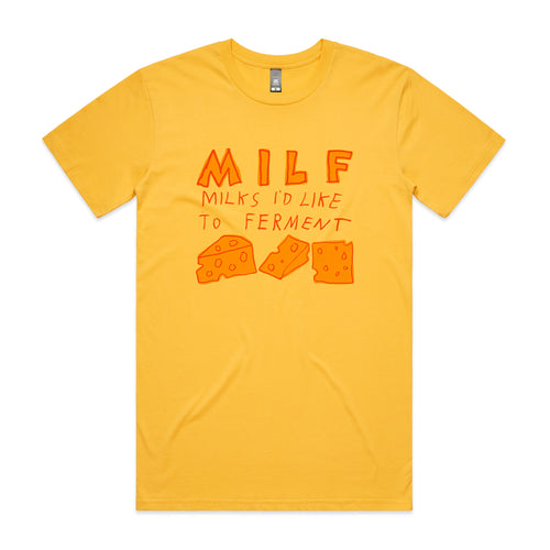 Milks I'd Like To Ferment Tee by Lonely Kids Club. All clothing from our T-shirts to our shorts and hoodies are ethically made, and printed packed and shipped from Sydney.