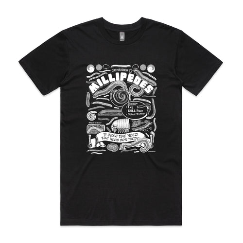 Millipedes Tee by Lonely Kids Club. All clothing from our T-shirts to our shorts and hoodies are ethically made, and printed packed and shipped from Sydney.