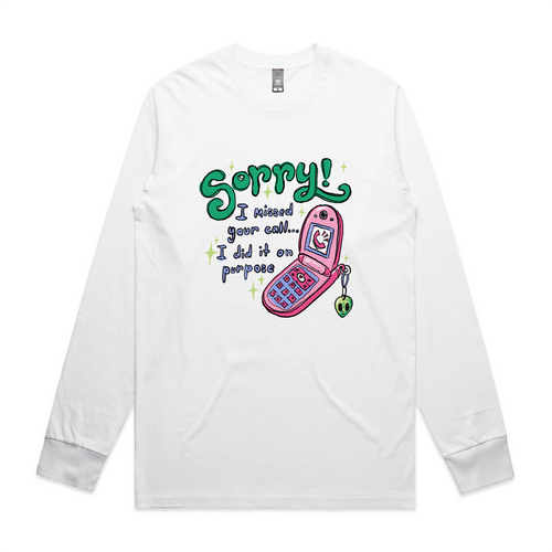 Missed Your Call Tee by Lonely Kids Club. All clothing from our T-shirts to our shorts and hoodies are ethically made, and printed packed and shipped from Sydney.