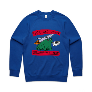 Missile Toad Jumper by Lonely Kids Club. All clothing from our T-shirts to our shorts and hoodies are ethically made, and printed packed and shipped from Sydney.