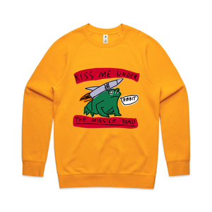 Missile Toad Jumper by Lonely Kids Club. All clothing from our T-shirts to our shorts and hoodies are ethically made, and printed packed and shipped from Sydney.