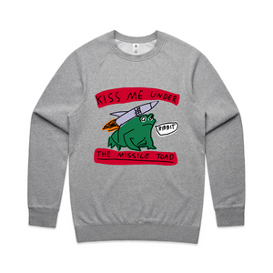 Missile Toad Jumper by Lonely Kids Club. All clothing from our T-shirts to our shorts and hoodies are ethically made, and printed packed and shipped from Sydney.