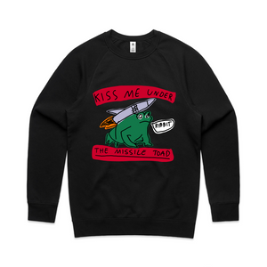 Missile Toad Jumper by Lonely Kids Club. All clothing from our T-shirts to our shorts and hoodies are ethically made, and printed packed and shipped from Sydney.