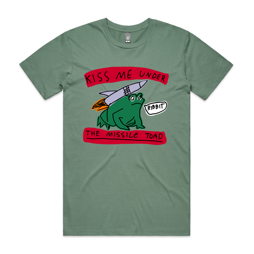 Missile Toad Tee by Lonely Kids Club. All clothing from our T-shirts to our shorts and hoodies are ethically made, and printed packed and shipped from Sydney.