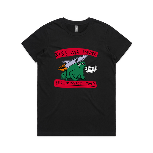 Missile Toad Tee by Lonely Kids Club. All clothing from our T-shirts to our shorts and hoodies are ethically made, and printed packed and shipped from Sydney.