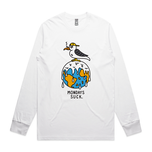 Mondays Suck Tee by Lonely Kids Club. All clothing from our T-shirts to our shorts and hoodies are ethically made, and printed packed and shipped from Sydney.