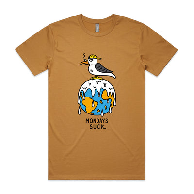 Mondays Suck Tee by Lonely Kids Club. All clothing from our T-shirts to our shorts and hoodies are ethically made, and printed packed and shipped from Sydney.