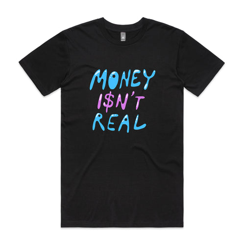 Money Isn't Real Tee by Lonely Kids Club. All clothing from our T-shirts to our shorts and hoodies are ethically made, and printed packed and shipped from Sydney.