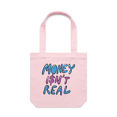 Money Isn't Real Tote by Lonely Kids Club. All clothing from our T-shirts to our shorts and hoodies are ethically made, and printed packed and shipped from Sydney.
