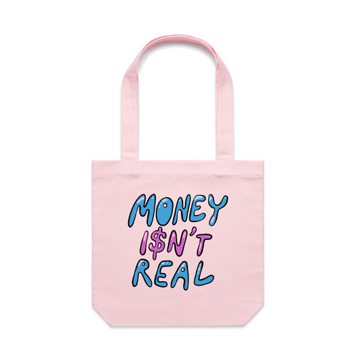Money Isn't Real Tote by Lonely Kids Club. All clothing from our T-shirts to our shorts and hoodies are ethically made, and printed packed and shipped from Sydney.