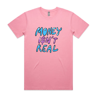 Money Isn't Real Tee by Lonely Kids Club. All clothing from our T-shirts to our shorts and hoodies are ethically made, and printed packed and shipped from Sydney.