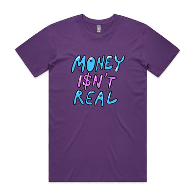 Money Isn't Real Tee by Lonely Kids Club. All clothing from our T-shirts to our shorts and hoodies are ethically made, and printed packed and shipped from Sydney.