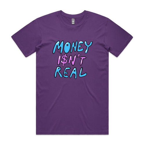 Money Isn't Real Tee by Lonely Kids Club. All clothing from our T-shirts to our shorts and hoodies are ethically made, and printed packed and shipped from Sydney.