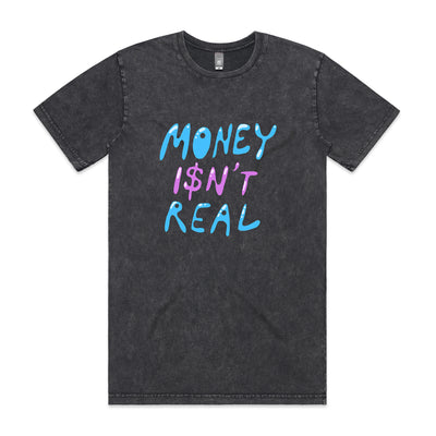 Money Isn't Real Tee by Lonely Kids Club. All clothing from our T-shirts to our shorts and hoodies are ethically made, and printed packed and shipped from Sydney.