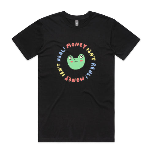 Money Isn't Real Tee by Lonely Kids Club. All clothing from our T-shirts to our shorts and hoodies are ethically made, and printed packed and shipped from Sydney.