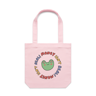 Money Isn't Real Tote by Lonely Kids Club. All clothing from our T-shirts to our shorts and hoodies are ethically made, and printed packed and shipped from Sydney.