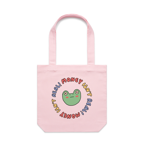 Money Isn't Real Tote by Lonely Kids Club. All clothing from our T-shirts to our shorts and hoodies are ethically made, and printed packed and shipped from Sydney.
