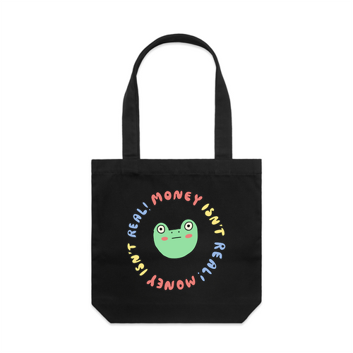 Money Isn't Real Tote by Lonely Kids Club. All clothing from our T-shirts to our shorts and hoodies are ethically made, and printed packed and shipped from Sydney.