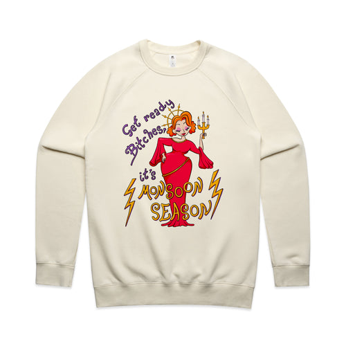 Monsoon Season Jumper by Lonely Kids Club. All clothing from our T-shirts to our shorts and hoodies are ethically made, and printed packed and shipped from Sydney.