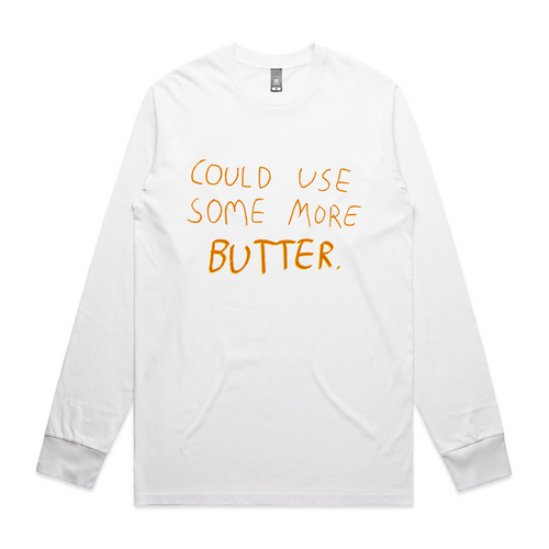 More Butter Tee by Lonely Kids Club. All clothing from our T-shirts to our shorts and hoodies are ethically made, and printed packed and shipped from Sydney.
