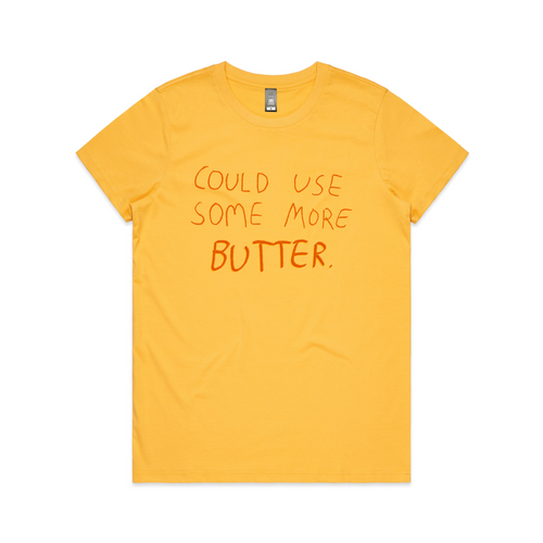 More Butter Tee by Lonely Kids Club. All clothing from our T-shirts to our shorts and hoodies are ethically made, and printed packed and shipped from Sydney.