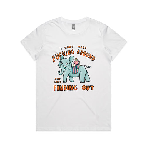 More Fucking Around Tee by Lonely Kids Club. All clothing from our T-shirts to our shorts and hoodies are ethically made, and printed packed and shipped from Sydney.