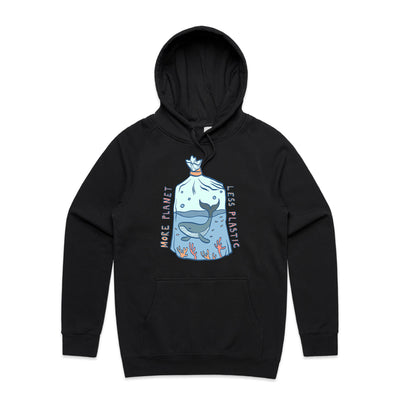 More Planet, Less Plastic Hoodie by Lonely Kids Club. All clothing from our T-shirts to our shorts and hoodies are ethically made, and printed packed and shipped from Sydney.