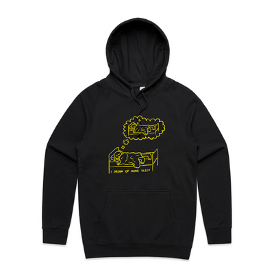 More Sleep Hoodie by Lonely Kids Club. All clothing from our T-shirts to our shorts and hoodies are ethically made, and printed packed and shipped from Sydney.