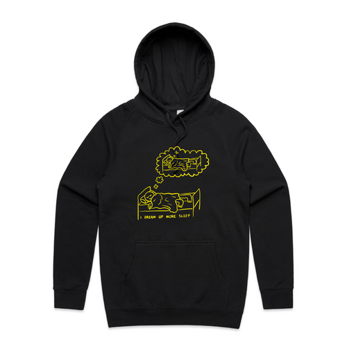 More Sleep Hoodie by Lonely Kids Club. All clothing from our T-shirts to our shorts and hoodies are ethically made, and printed packed and shipped from Sydney.
