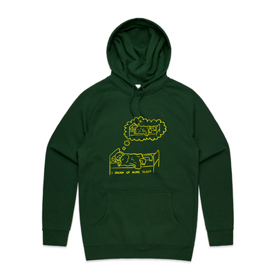 More Sleep Hoodie by Lonely Kids Club. All clothing from our T-shirts to our shorts and hoodies are ethically made, and printed packed and shipped from Sydney.