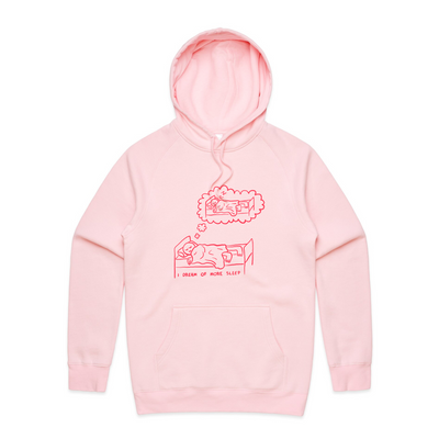 More Sleep Hoodie by Lonely Kids Club. All clothing from our T-shirts to our shorts and hoodies are ethically made, and printed packed and shipped from Sydney.