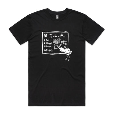 Most Ibises Love Fries Tee by Lonely Kids Club. All clothing from our T-shirts to our shorts and hoodies are ethically made, and printed packed and shipped from Sydney.