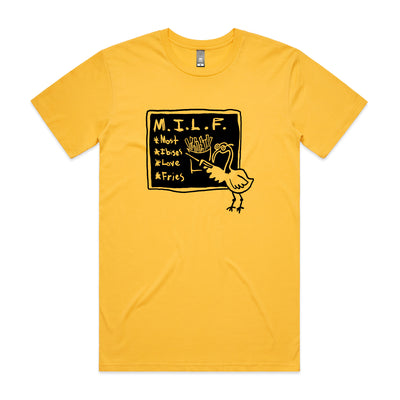 Most Ibises Love Fries Tee by Lonely Kids Club. All clothing from our T-shirts to our shorts and hoodies are ethically made, and printed packed and shipped from Sydney.