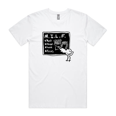 Most Ibises Love Fries Tee by Lonely Kids Club. All clothing from our T-shirts to our shorts and hoodies are ethically made, and printed packed and shipped from Sydney.