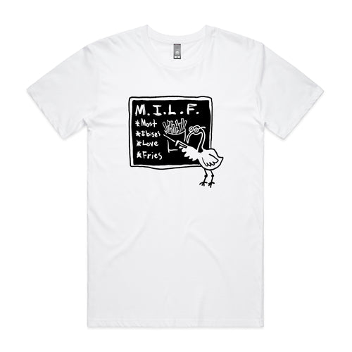 Most Ibises Love Fries Tee by Lonely Kids Club. All clothing from our T-shirts to our shorts and hoodies are ethically made, and printed packed and shipped from Sydney.