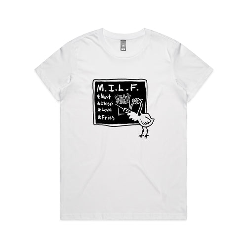 Most Ibises Love Fries Tee by Lonely Kids Club. All clothing from our T-shirts to our shorts and hoodies are ethically made, and printed packed and shipped from Sydney.