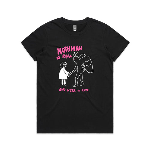Mothman Is Real Tee by Lonely Kids Club. All clothing from our T-shirts to our shorts and hoodies are ethically made, and printed packed and shipped from Sydney.