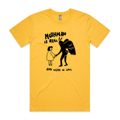 Mothman Is Real Tee by Lonely Kids Club. All clothing from our T-shirts to our shorts and hoodies are ethically made, and printed packed and shipped from Sydney.