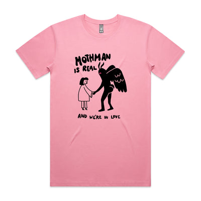 Mothman Is Real Tee by Lonely Kids Club. All clothing from our T-shirts to our shorts and hoodies are ethically made, and printed packed and shipped from Sydney.