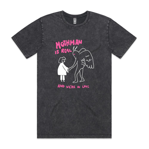 Mothman Is Real Tee by Lonely Kids Club. All clothing from our T-shirts to our shorts and hoodies are ethically made, and printed packed and shipped from Sydney.