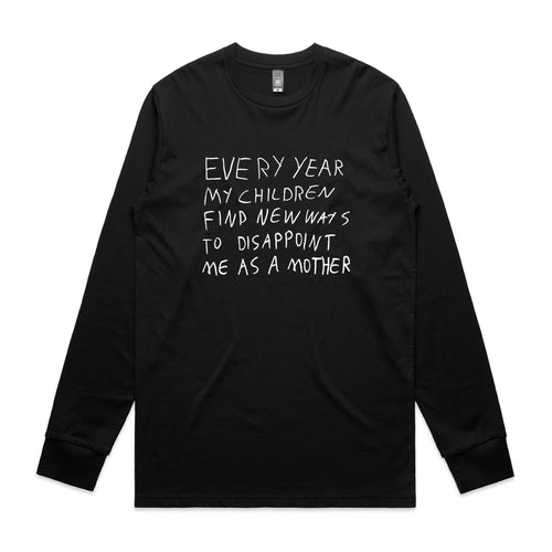 Mother's Disappointment Tee by Lonely Kids Club. All clothing from our T-shirts to our shorts and hoodies are ethically made, and printed packed and shipped from Sydney.