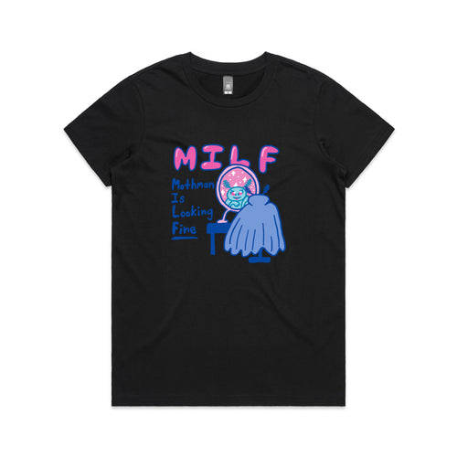 Mothman Is Looking Fine Tee by Lonely Kids Club. All clothing from our T-shirts to our shorts and hoodies are ethically made, and printed packed and shipped from Sydney.