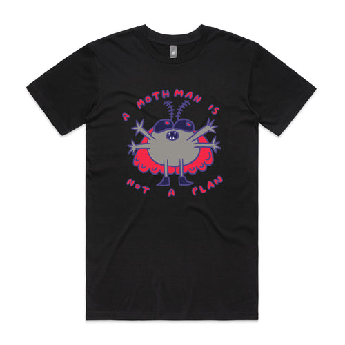 Mothman Not A Plan Tee by Lonely Kids Club. All clothing from our T-shirts to our shorts and hoodies are ethically made, and printed packed and shipped from Sydney.