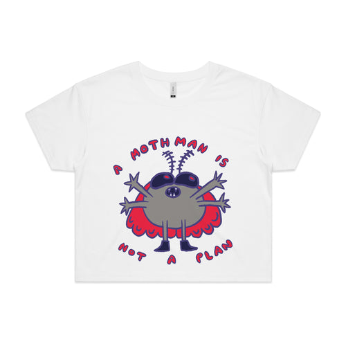 Mothman Not A Plan Tee by Lonely Kids Club. All clothing from our T-shirts to our shorts and hoodies are ethically made, and printed packed and shipped from Sydney.