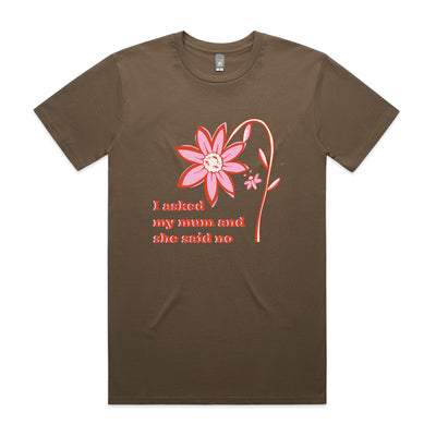 I Asked My Mum Tee by Lonely Kids Club. All clothing from our T-shirts to our shorts and hoodies are ethically made, and printed packed and shipped from Sydney.
